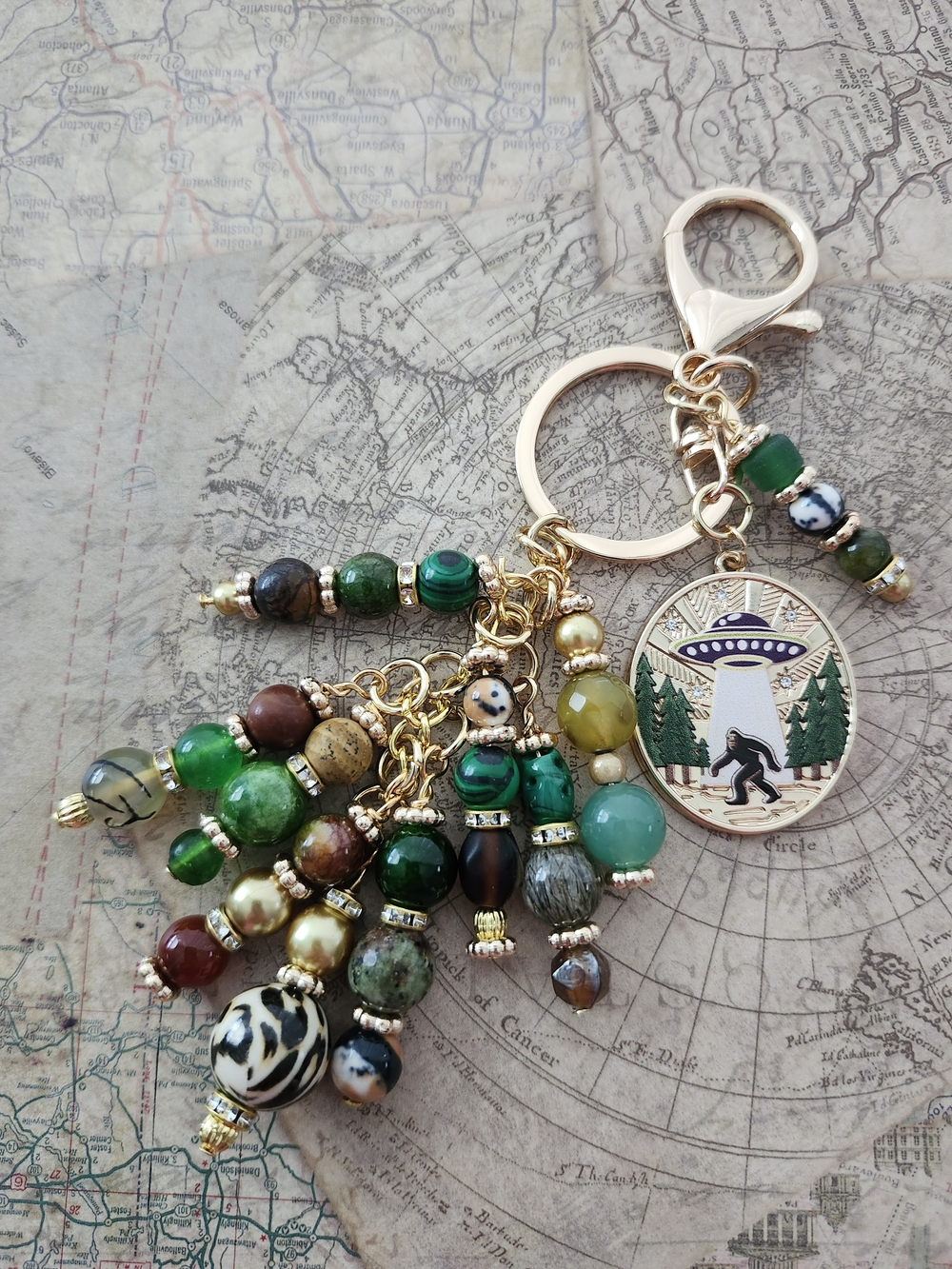 Big Foot Purse Charm or Keychain Aventurine Agate Jasper Jade Handcrafted